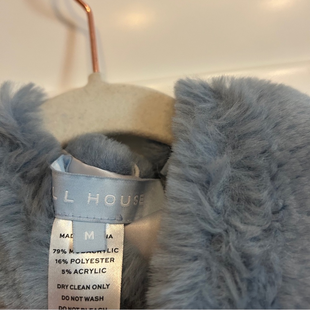 Hill House Faux Fur Collar Blue Size Medium - Picture 2 of 2